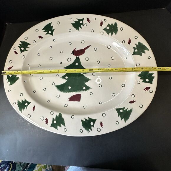 Studio Nova Holiday Cardinal Christmas 20" Oval Serving Platter KT547 Vintage - Picture 12 of 15